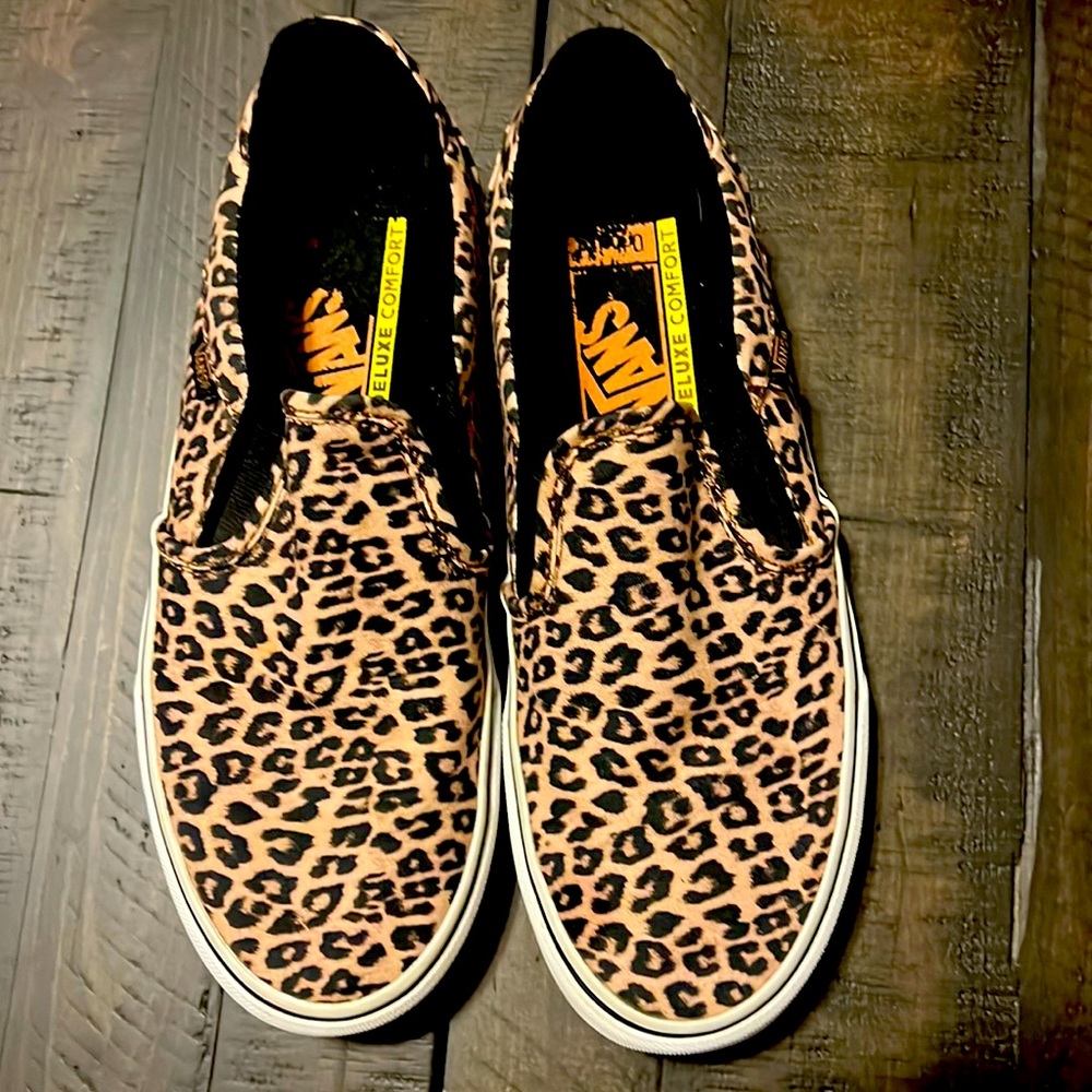 Vans cheetah print slip on shoes size 8.5
